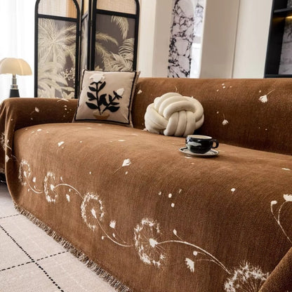 Jasmine Sofa Cover - Soft Microfiber, Japandi Dandelion Print