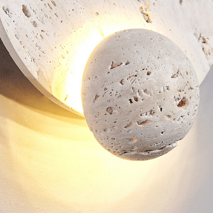 Sculptural Stone Sconce with Eclipse Glow Natural Beige Indirect Lighting for Bedroom Hallway Living Room Organic Minimalist Japandi Decor