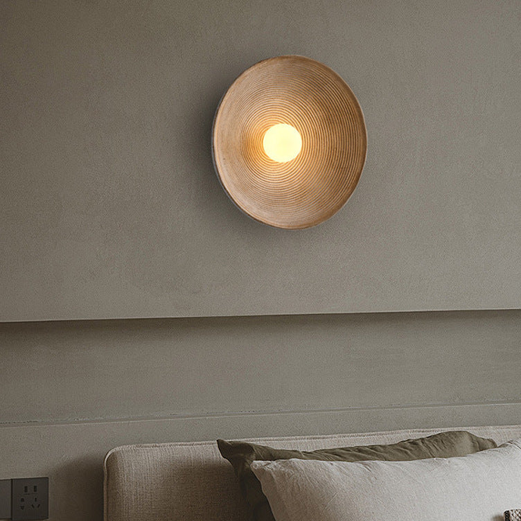 Japandi | Wall Sconces with Textured Disc Design | Ambient Illumination for Modern Spaces
