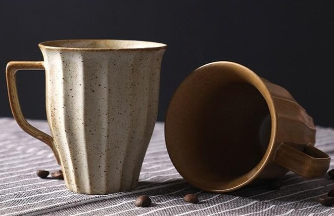 Japanese-Inspired Ceramic Cups and Mugs with Textured Grip – 6 oz Capacity