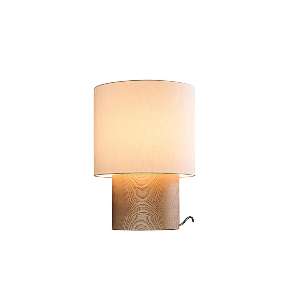 Wooden Bedside Lamp with Linen Shade – 12 Inch Modern Accent Light for Bedroom Nightstand, Living Room End Table, Reading Nook – Warm Glow D