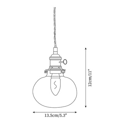 Clear Globe Hardwired Hanging Fixture Brass Metal Frame 6 Inch Adjustable Cord E26 Socket Kitchen Island Dining Room Vintage Industrial Ceil