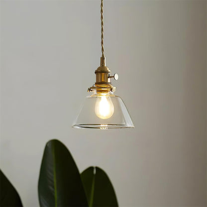 Clear Glass Drop Light Fixture with Brass Hardware 6-Inch Shade Adjustable Height Ceiling Lamp for Over Counter Islands Breakfast Nooks Dini
