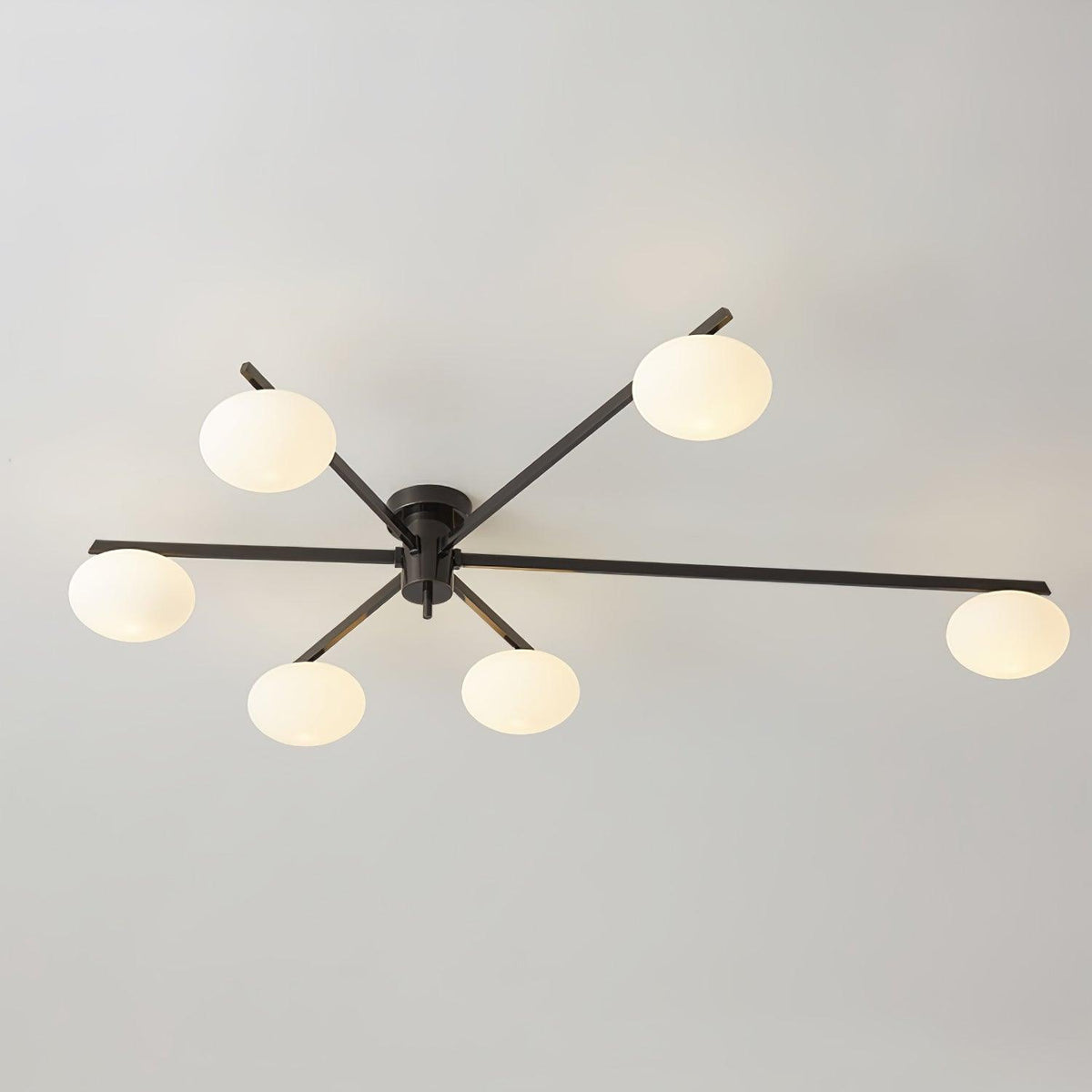Adjustable Multi-Arm Semi-Flush Mount Light Fixture with Frosted Globes for Dining Room Kitchen Living Room | Black or Brass Frame G9 Socket