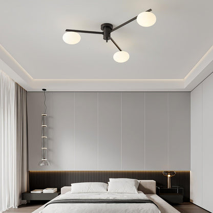 Adjustable Multi-Arm Semi-Flush Mount Light Fixture with Frosted Globes for Dining Room Kitchen Living Room | Black or Brass Frame G9 Socket