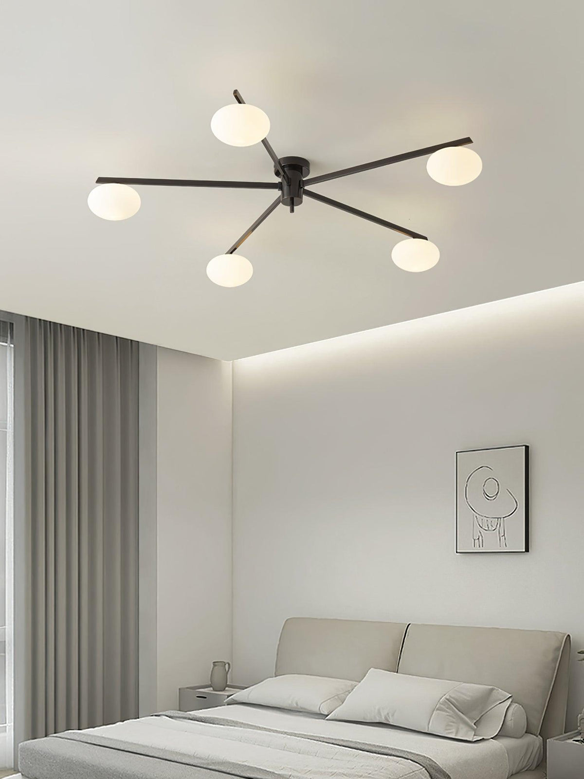 Adjustable Multi-Arm Semi-Flush Mount Light Fixture with Frosted Globes for Dining Room Kitchen Living Room | Black or Brass Frame G9 Socket