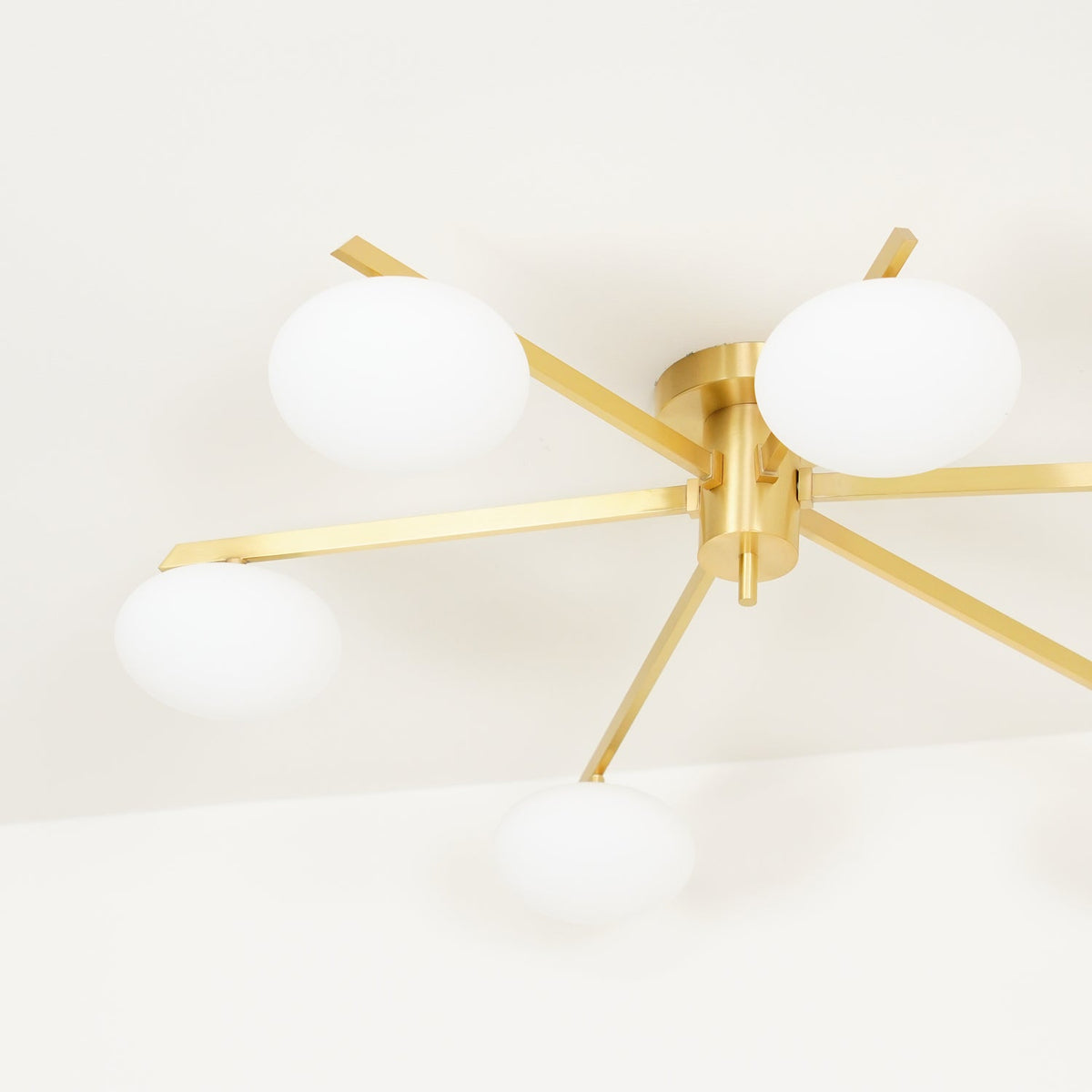 Adjustable Multi-Arm Semi-Flush Mount Light Fixture with Frosted Globes for Dining Room Kitchen Living Room | Black or Brass Frame G9 Socket