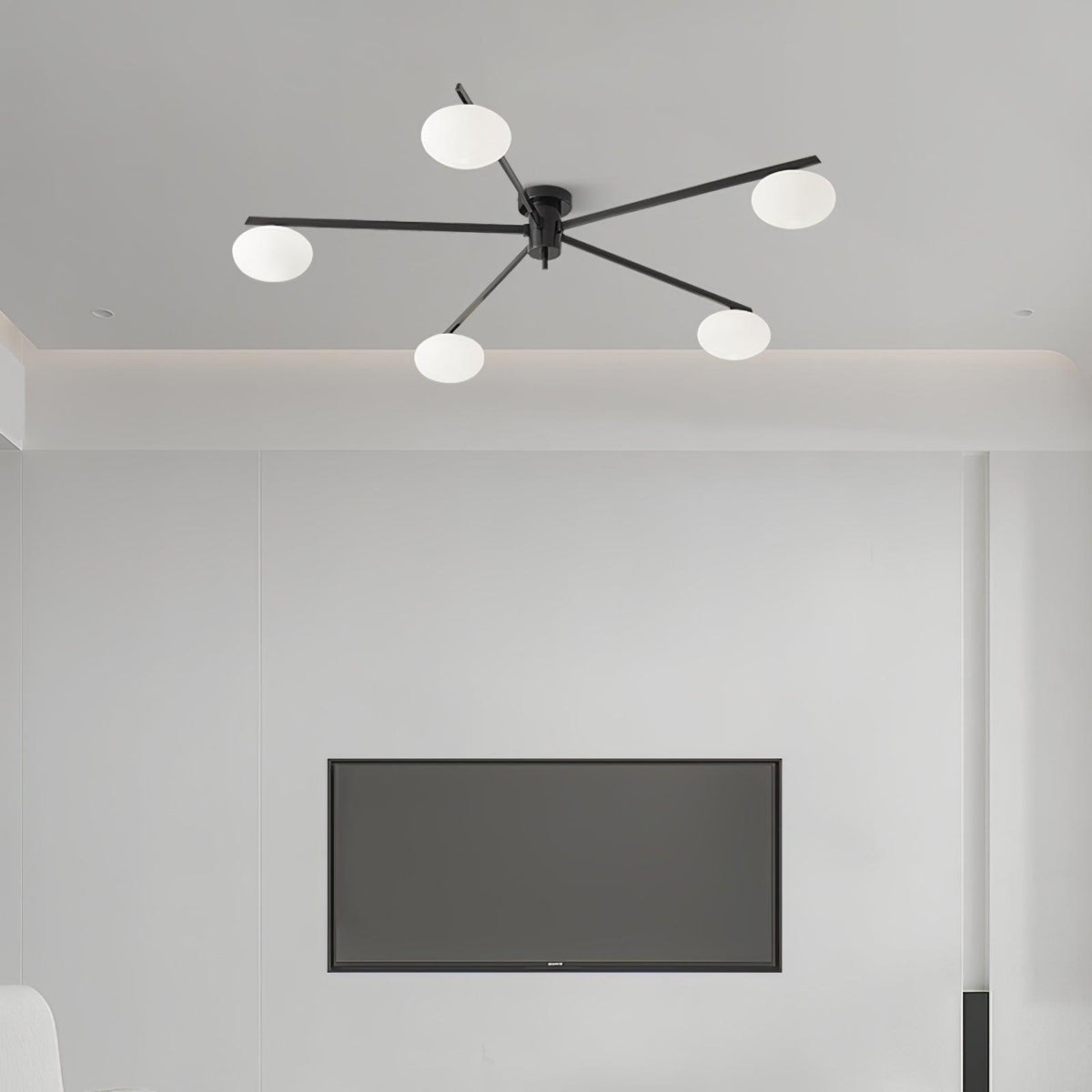 Adjustable Multi-Arm Semi-Flush Mount Light Fixture with Frosted Globes for Dining Room Kitchen Living Room | Black or Brass Frame G9 Socket