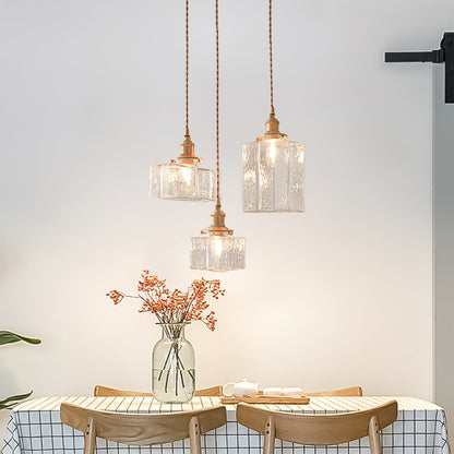 Glass Pendant Light with Brass Accents Adjustable Hanging Fixture for Kitchen Island Dining Room Modern Overhead Lighting E26 Socket