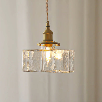 Glass Pendant Light with Brass Accents Adjustable Hanging Fixture for Kitchen Island Dining Room Modern Overhead Lighting E26 Socket