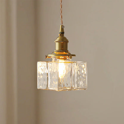 Glass Pendant Light with Brass Accents Adjustable Hanging Fixture for Kitchen Island Dining Room Modern Overhead Lighting E26 Socket
