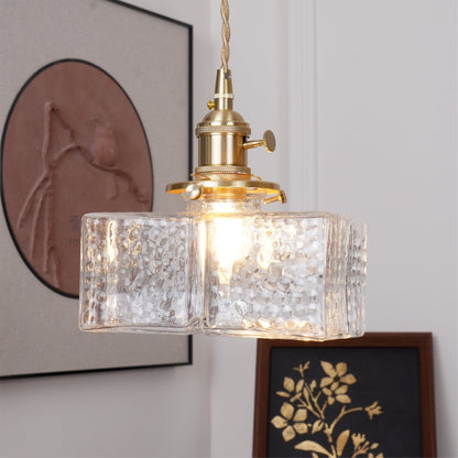 Glass Pendant Light with Brass Accents Adjustable Hanging Fixture for Kitchen Island Dining Room Modern Overhead Lighting E26 Socket