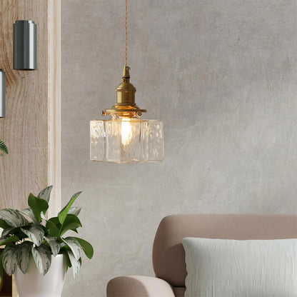 Glass Pendant Light with Brass Accents Adjustable Hanging Fixture for Kitchen Island Dining Room Modern Overhead Lighting E26 Socket