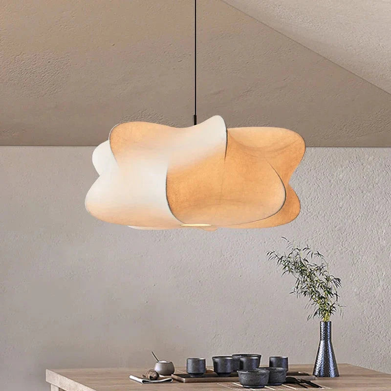 Silk Pendant Light Japanese-Inspired LED Warm White for Living Room Bedroom Hotel