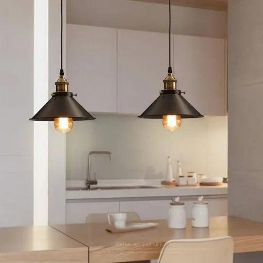 Minimalist Hanging Light Fixture with Matte Black & Gold Accents for Kitchen Island, Dining Room, Workspace
