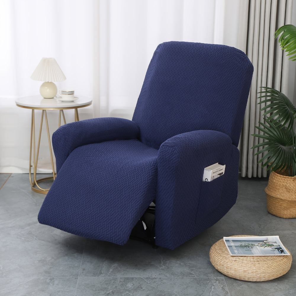 Recliner Chair Cover with Side Pocket, Recliner Chair Slipcover Machine Washable Microfiber, Fitted Recliner Furniture Cover