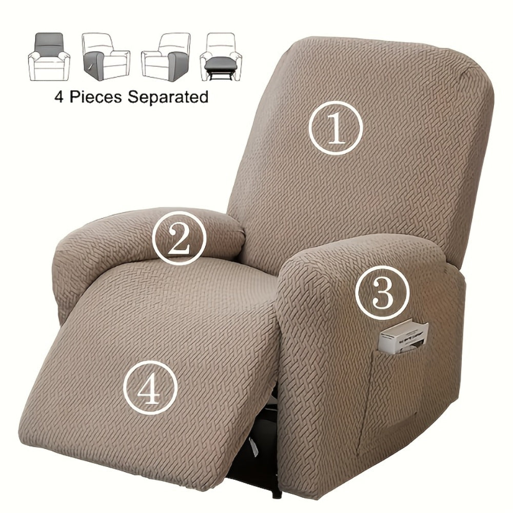 Recliner Chair Cover with Side Pocket, Recliner Chair Slipcover Machine Washable Microfiber, Fitted Recliner Furniture Cover