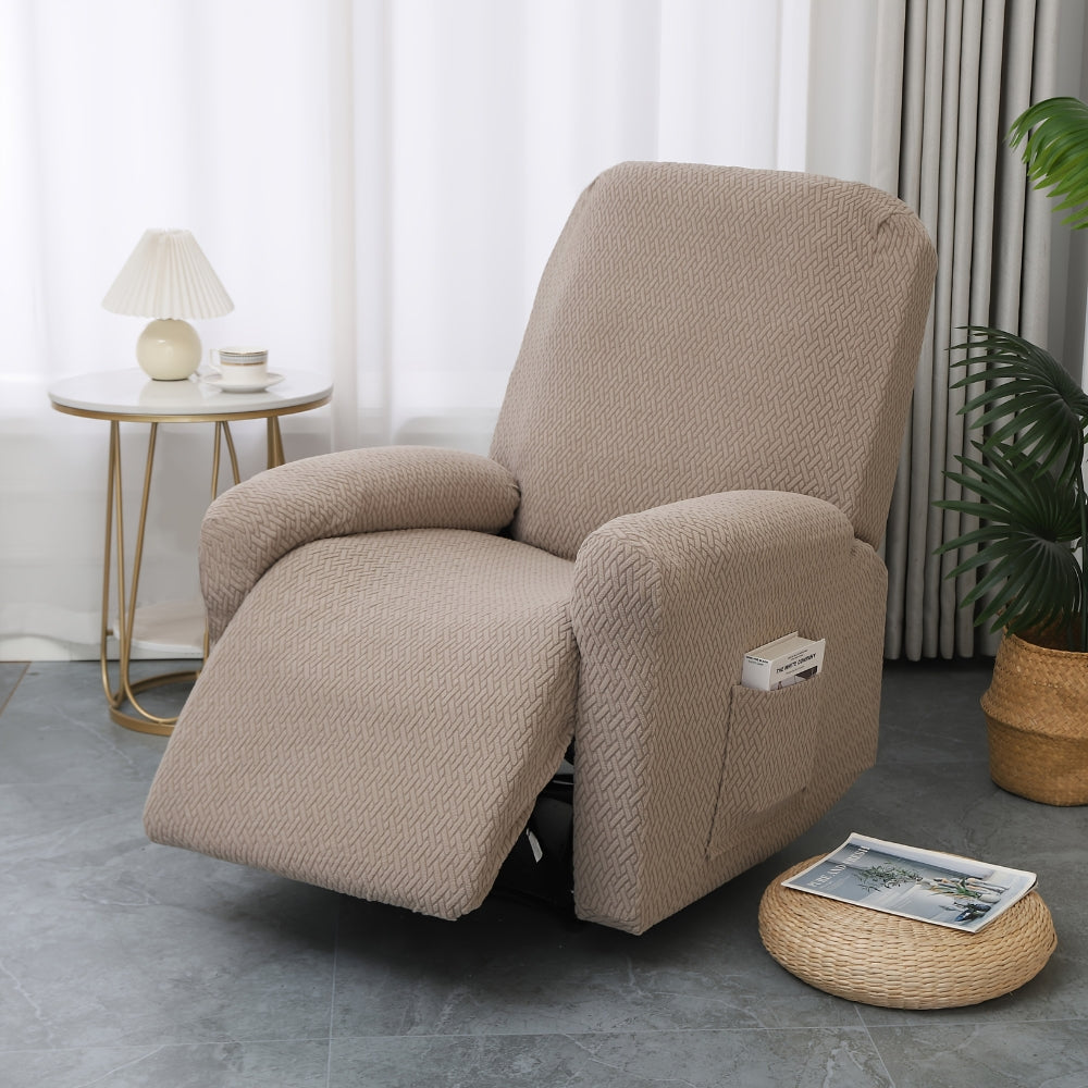 Recliner Chair Cover with Side Pocket, Recliner Chair Slipcover Machine Washable Microfiber, Fitted Recliner Furniture Cover