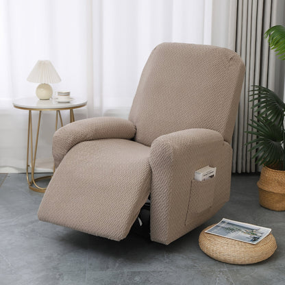 Recliner Chair Cover with Side Pocket, Recliner Chair Slipcover Machine Washable Microfiber, Fitted Recliner Furniture Cover