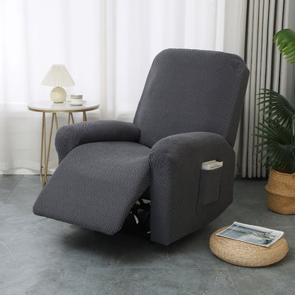 Recliner Chair Cover with Side Pocket, Recliner Chair Slipcover Machine Washable Microfiber, Fitted Recliner Furniture Cover
