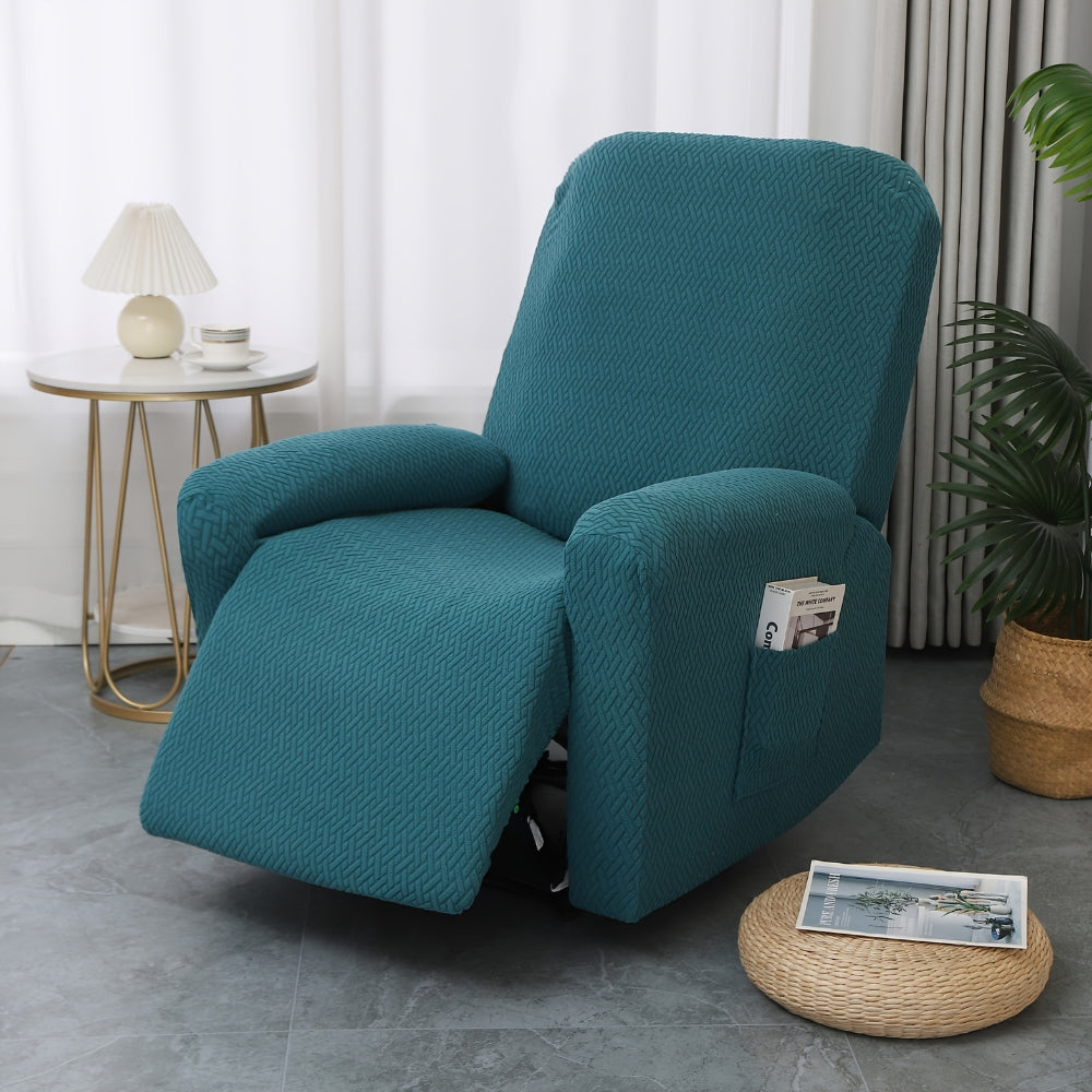 Recliner Chair Cover with Side Pocket, Recliner Chair Slipcover Machine Washable Microfiber, Fitted Recliner Furniture Cover