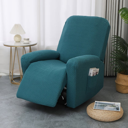 Recliner Chair Cover with Side Pocket, Recliner Chair Slipcover Machine Washable Microfiber, Fitted Recliner Furniture Cover