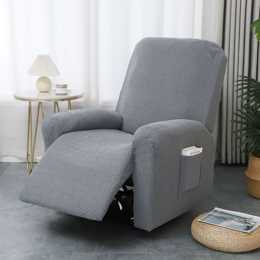 Stretch-Fit Recliner Slipcover with Side Storage Pocket – Furniture Protector for Living Room Lounge Chairs