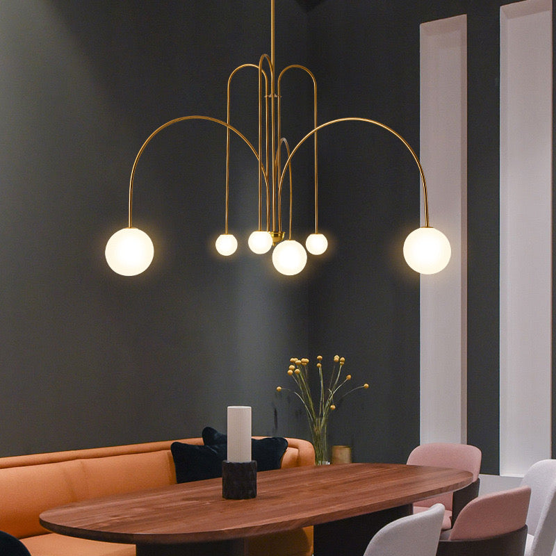Multi-Pendant Glass Chandelier for Dining Room & Living Room – Adjustable Height Suspension Fixture with LED Bulbs