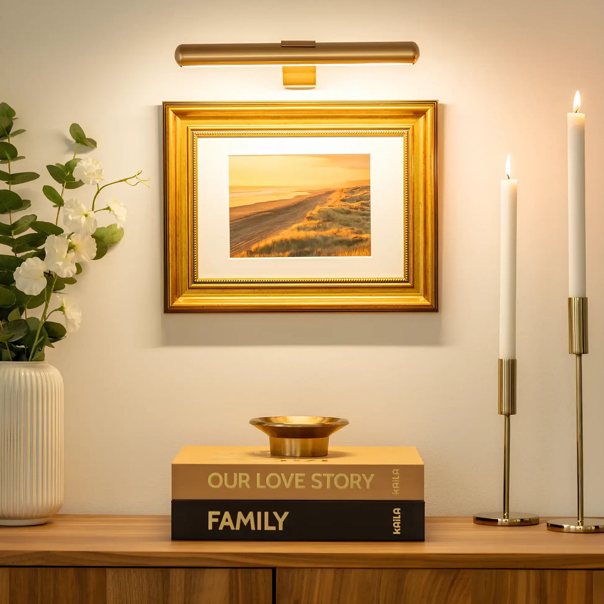 Rechargeable Picture Light LED Wall Mount Clip-On Art Accent Lamp with 360° Rotating Head Adjustable Brightness for Paintings Frames Gallery