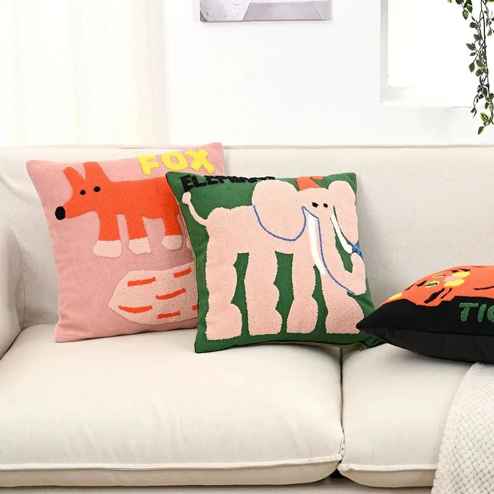 Kaleo Cushion Cover - Nordic Embroidered Design, Soft Polyester Cotton Blend
