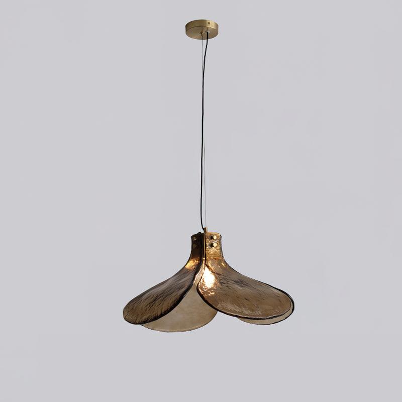 Glass Leaf Ceiling Fixture E27 Bronze Frame Adjustable Drop Cord Ambient Overhead Lighting for Dining Tables Kitchen Counter Modern Home