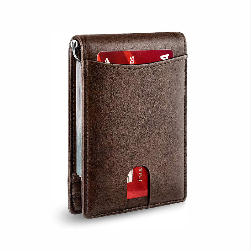 RFID Blocking Leather Card Holder with Theft-Proof Design | Compact Wallet for Daily Use
