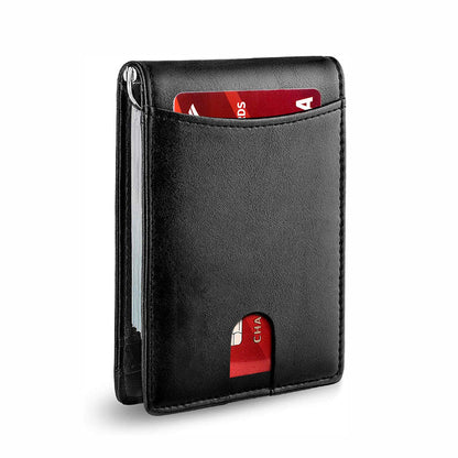 RFID Blocking Leather Card Holder with Theft-Proof Design | Compact Wallet for Daily Use