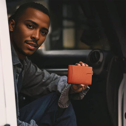 RFID Blocking Leather Card Holder with Theft-Proof Design | Compact Wallet for Daily Use
