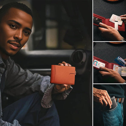 RFID Blocking Leather Card Holder with Theft-Proof Design | Compact Wallet for Daily Use