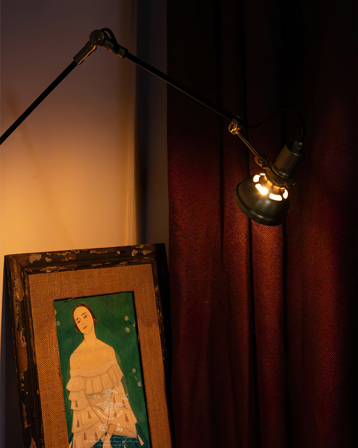 Articulating Wall Sconce Brass & Wood 27 inch Pivoting Arm Task Light for Bedside Reading Office Study Workspace