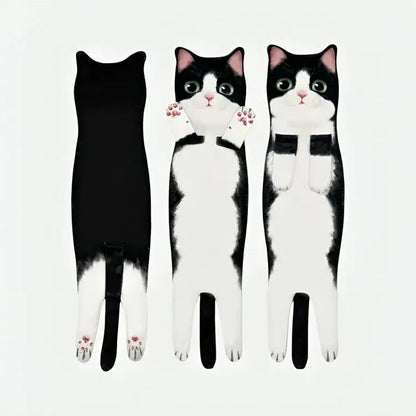 Microfiber Hand Towel with Playful Cat Design & Paw Loop Hanging Tabs for Kitchen & Bathroom