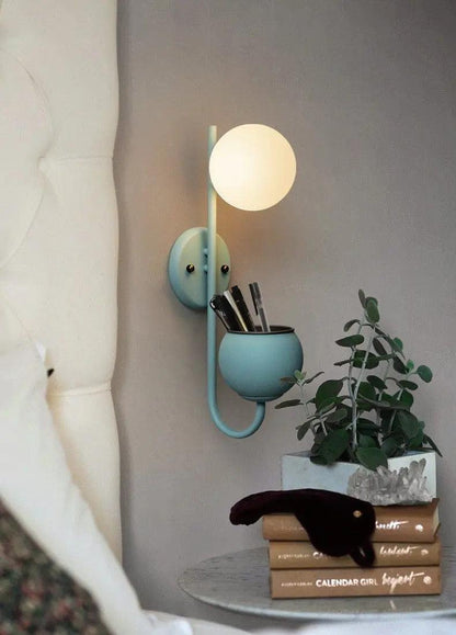 Wall Sconce with Built-In Planter Pot and LED Light for Bedroom, Living Room, or Hallway Decor | Modern Minimalist Design for Indoor Greener