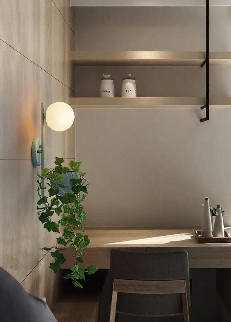 Wall Sconce with Built-In Planter Pot and LED Light for Bedroom, Living Room, or Hallway Decor | Modern Minimalist Design for Indoor Greener