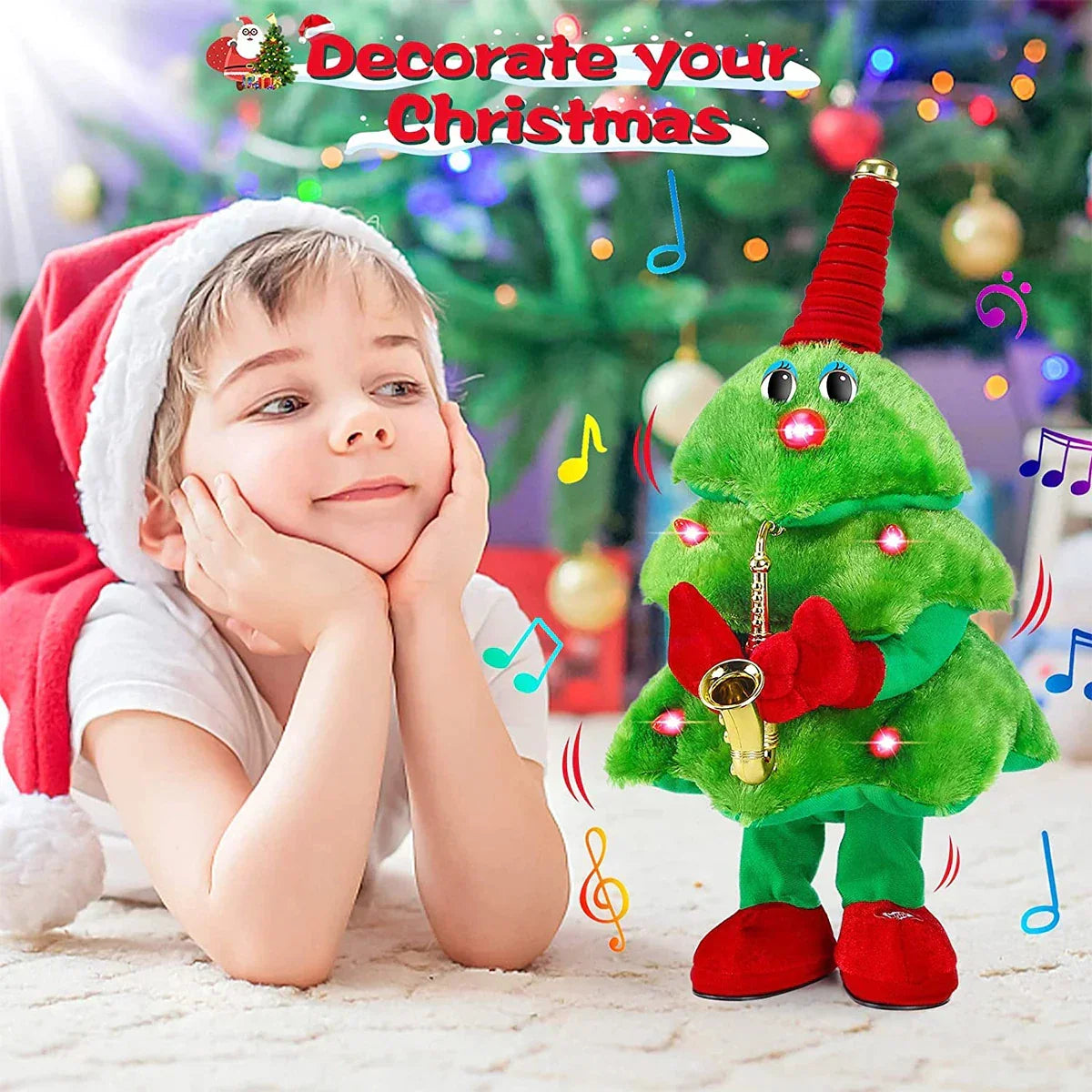 Animated Musical Holiday Tree Plush Toy for Kids & Home Decor