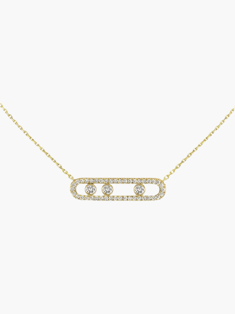 Dancing Diamond Pendant Necklace Adjustable Chain 16-18 Inches Gold Silver Rose Gold Plated Steel Delicate Everyday Jewelry for Women