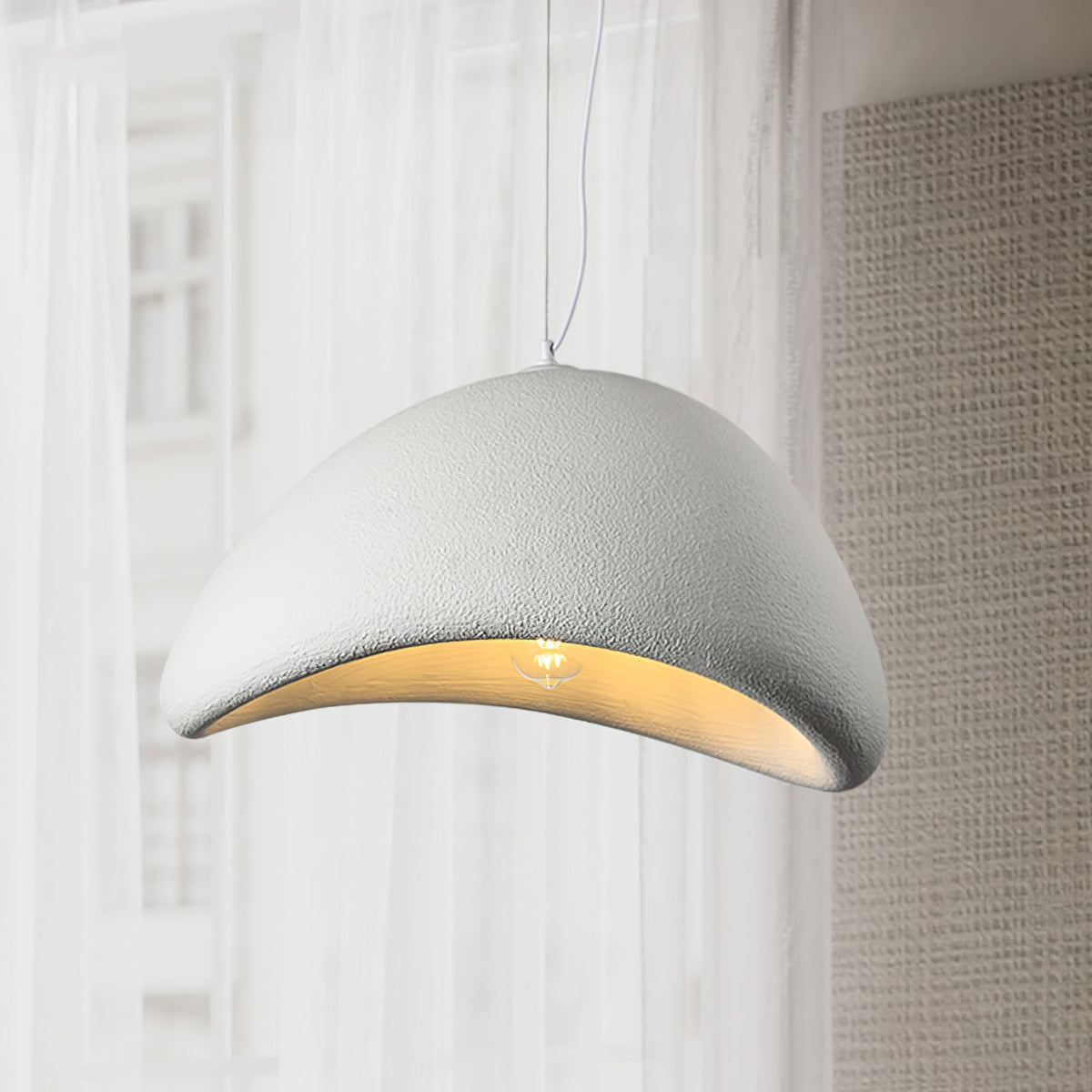 Spherical Hanging Ceiling Light Fixture with Adjustable Drop Length for Kitchen Island Dining Room Bedroom | Gray White LED Compatible Indoo