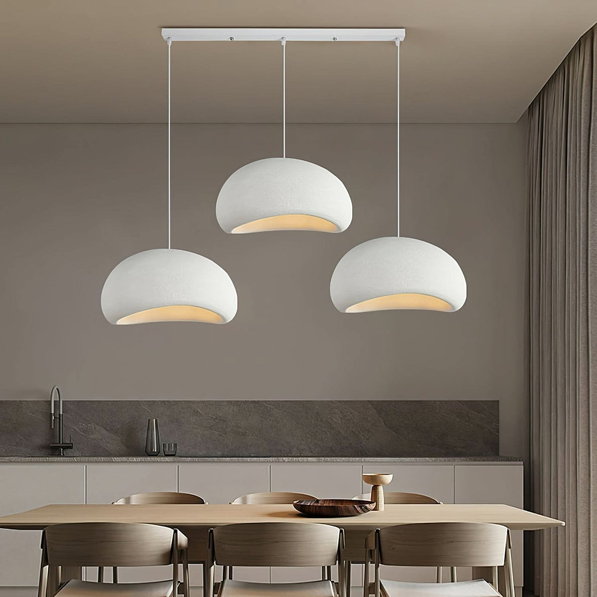 Dome Drop Ceiling Light with Height-Adjustable Cable E27 Socket Dimmable Fixture for Kitchen Island Dining Table