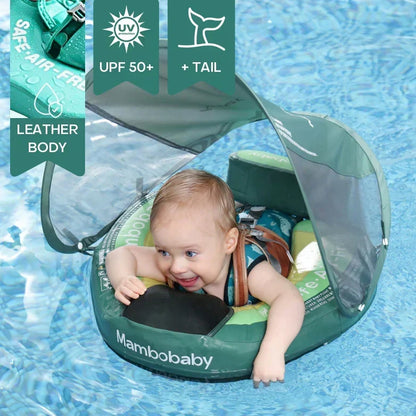 Inflatable Baby Float with Sun Canopy UPF 50+ for Pool Beach Water Play Safe Supportive Seat Ring for Infants Toddlers Ages 6-36 Months