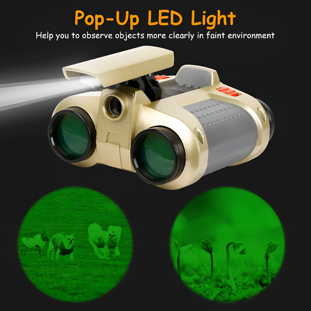 Kids Adventure Gear | Night Vision Binoculars with Pop-Up Light | Compact Design for Outdoor Exploration