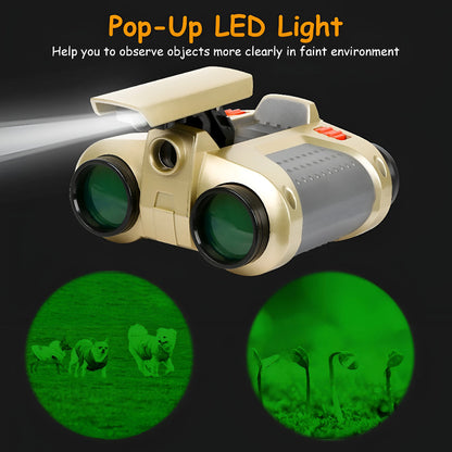 Kids Adventure Gear | Night Vision Binoculars with Pop-Up Light | Compact Design for Outdoor Exploration