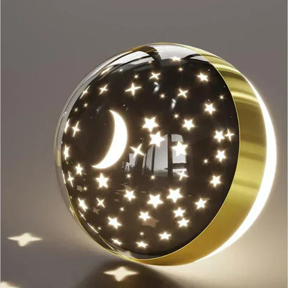 LED Kids Wall Sconce Astronaut Moon Star Night Light Gold White Metal Space Nursery Bedroom Decorative Fixture Boys Girls Reading Corner Pla