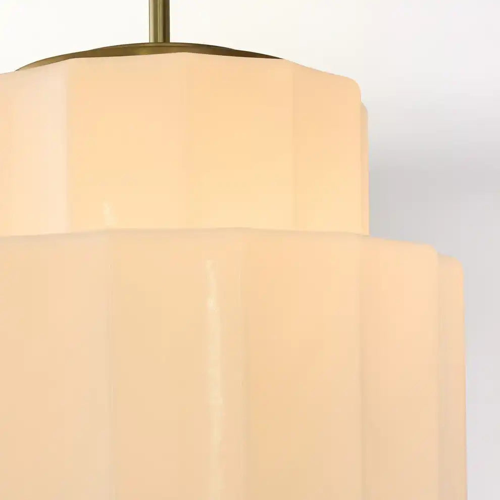 Opal Glass Hanging Light Fixture 16 in Warm Brass Finish Adjustable Ceiling Lamp for Kitchen Island Entryway Bedroom