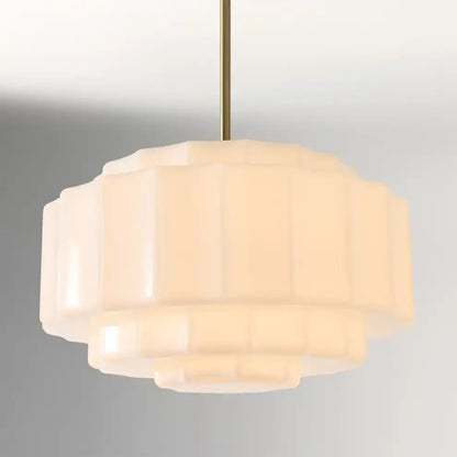 Opal Glass Hanging Light Fixture 16 in Warm Brass Finish Adjustable Ceiling Lamp for Kitchen Island Entryway Bedroom