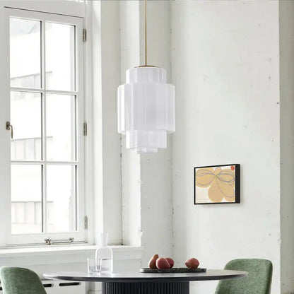 Opal Glass Hanging Light Fixture 16 in Warm Brass Finish Adjustable Ceiling Lamp for Kitchen Island Entryway Bedroom